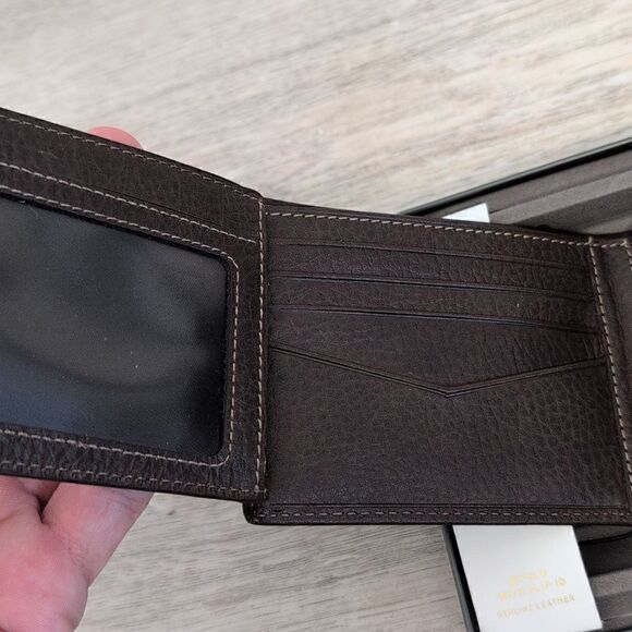 FOSSIL Bifold with Flip ID Brown Wallet. Genuine Leather. NEW - Picture 5 of 7